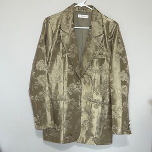 Elegant Floral Blazer in a Metallic Olive/Sage